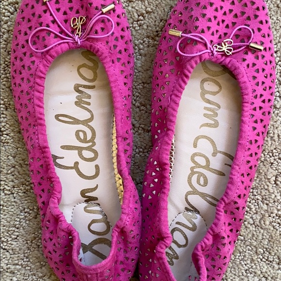 Sam Edelman Girls Perforated Pink Suede Flats - Picture 6 of 8
